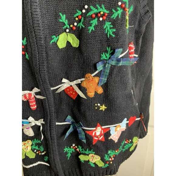 Vintage Planet & Company Woman 1X Christmas Sweater Vest Full Zip Santa - Picture 6 of 16